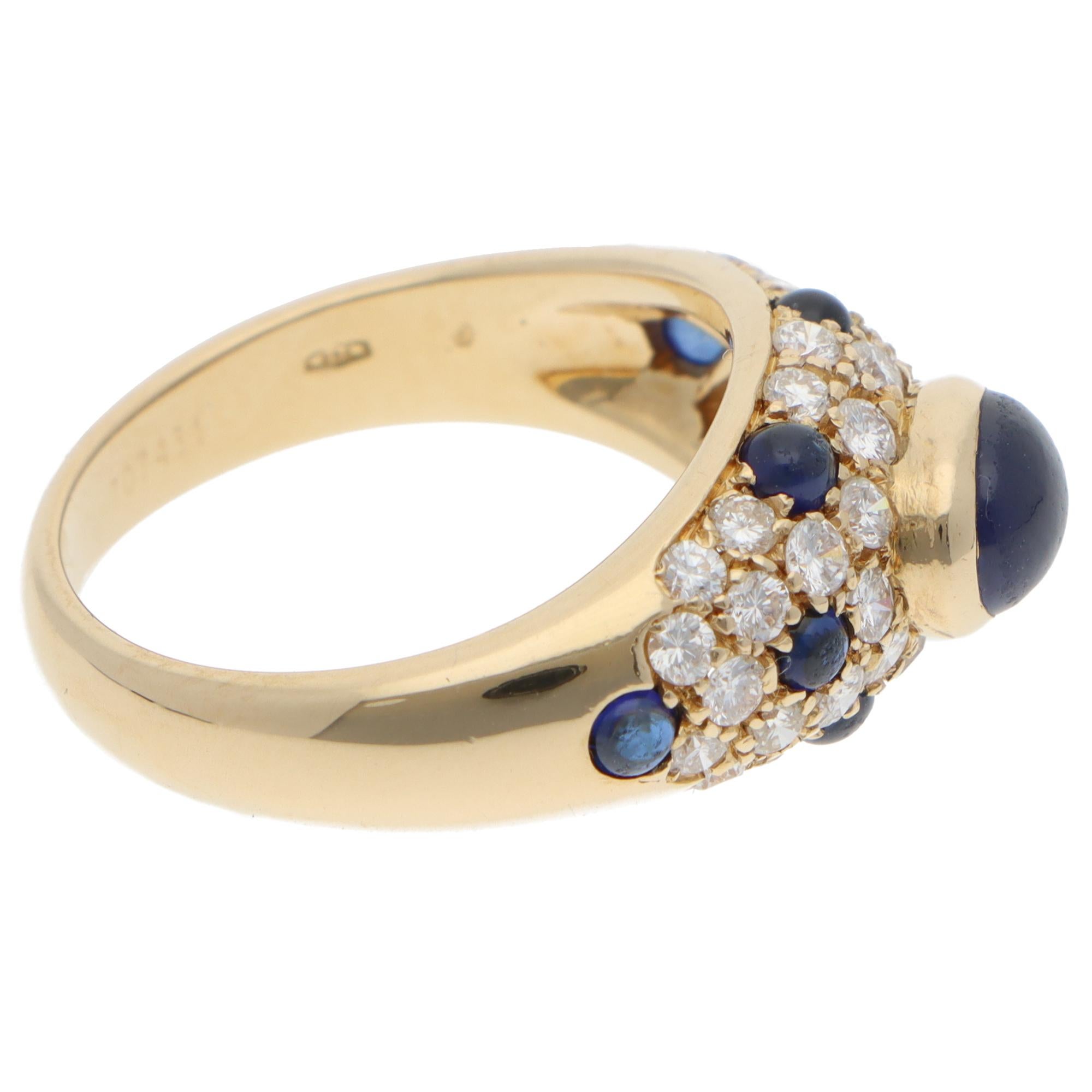 Vintage Cartier Mimi Sapphire and Diamond Ring in Yellow Gold For Sale 1
