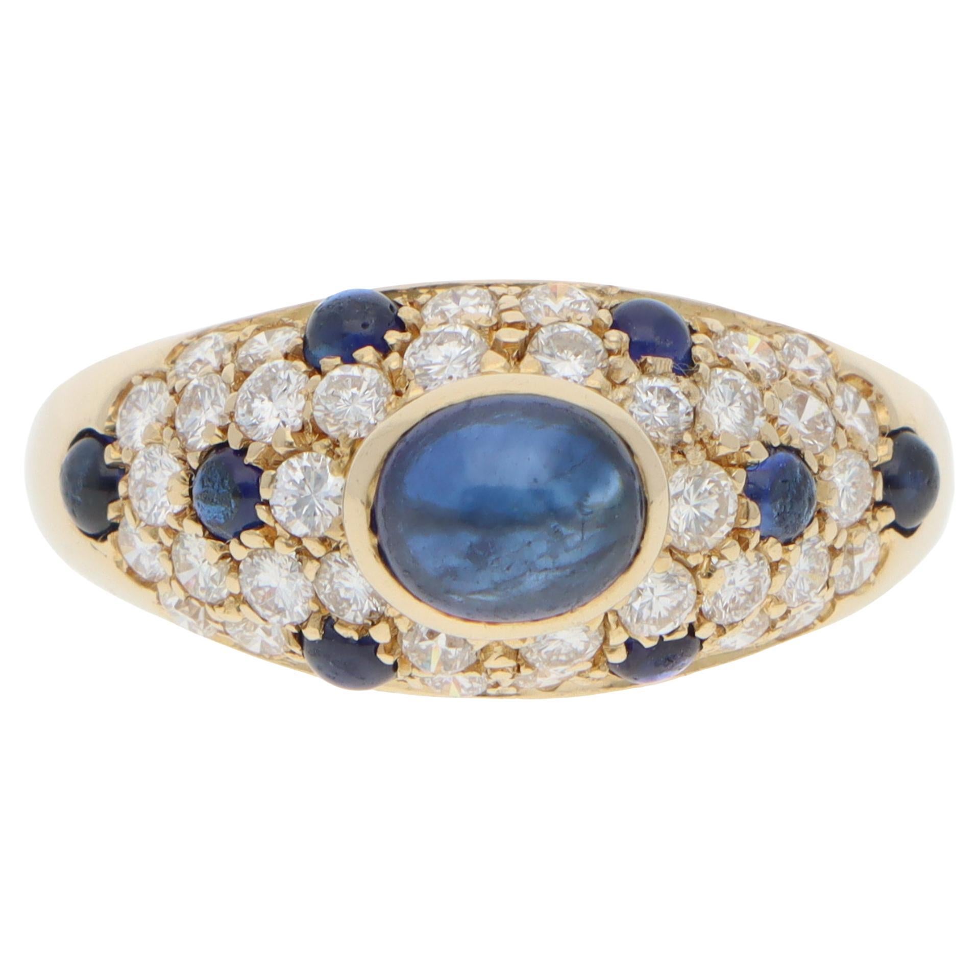 Anillo vintage Cartier Mimi de zafiro y diamantes en oro amarillo