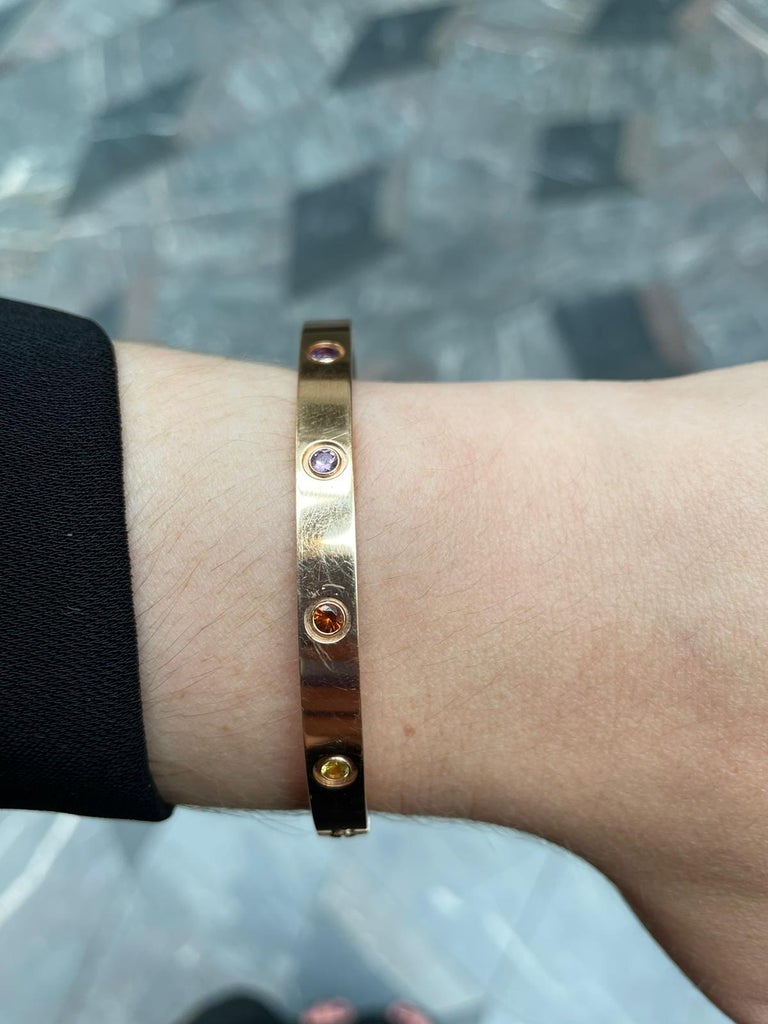 Vintage Cartier Multi Gem Love Bangle in 18 Karat Rose Gold