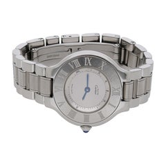 Vintage Cartier Must de Cartier 21 Ref 1340 28mm Steel Roman Bezel Quartz Watch