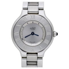 Vintage Cartier Must de Cartier 21 Ref 1340 28mm Steel Roman Bezel Quartz Watch
