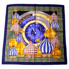Vintage Cartier Must De Cartier Russian Architecture Inspired Silk Print Scarf