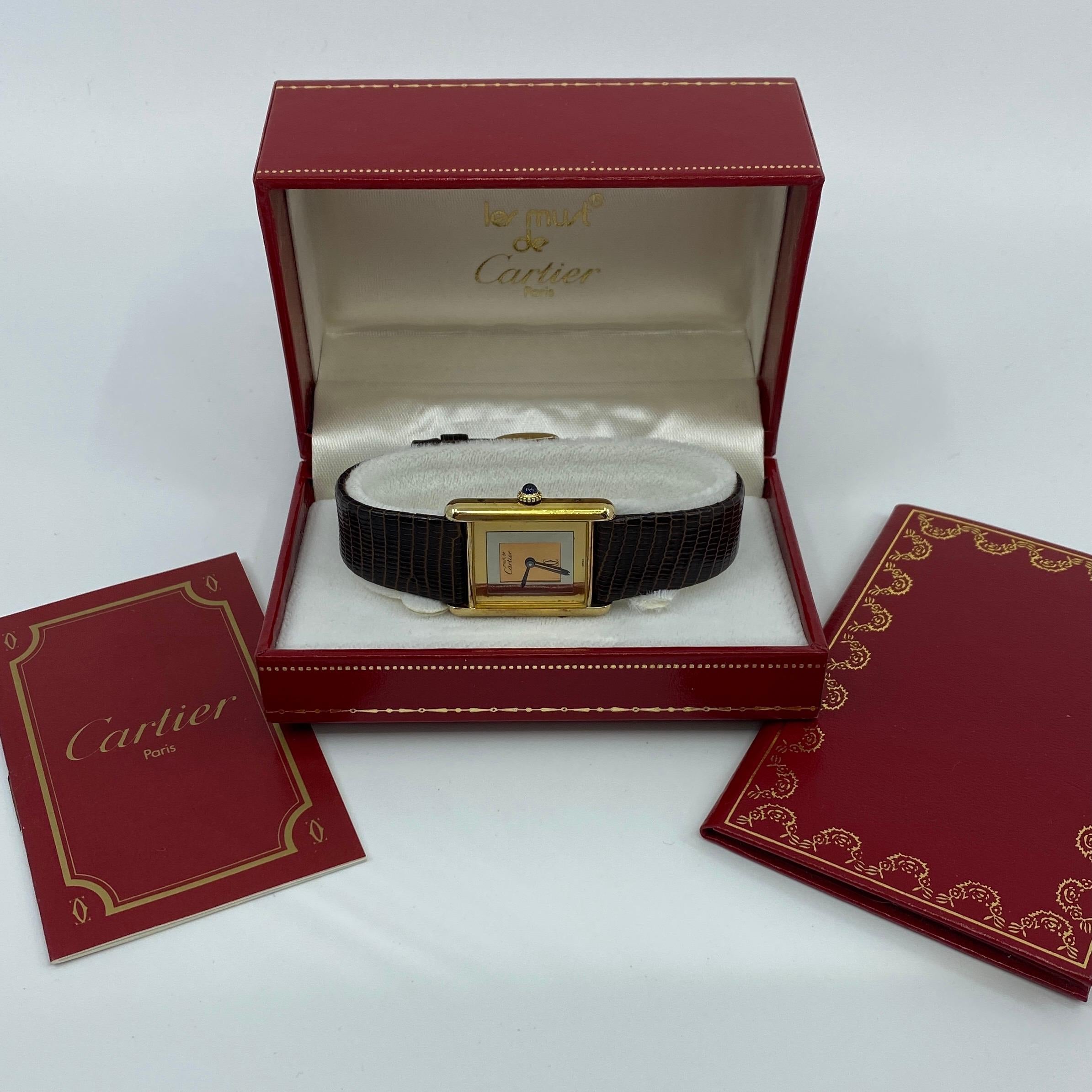 Vintage Cartier Must De Cartier Tank 18k Gold Plated Mechanical Swiss Watch 5