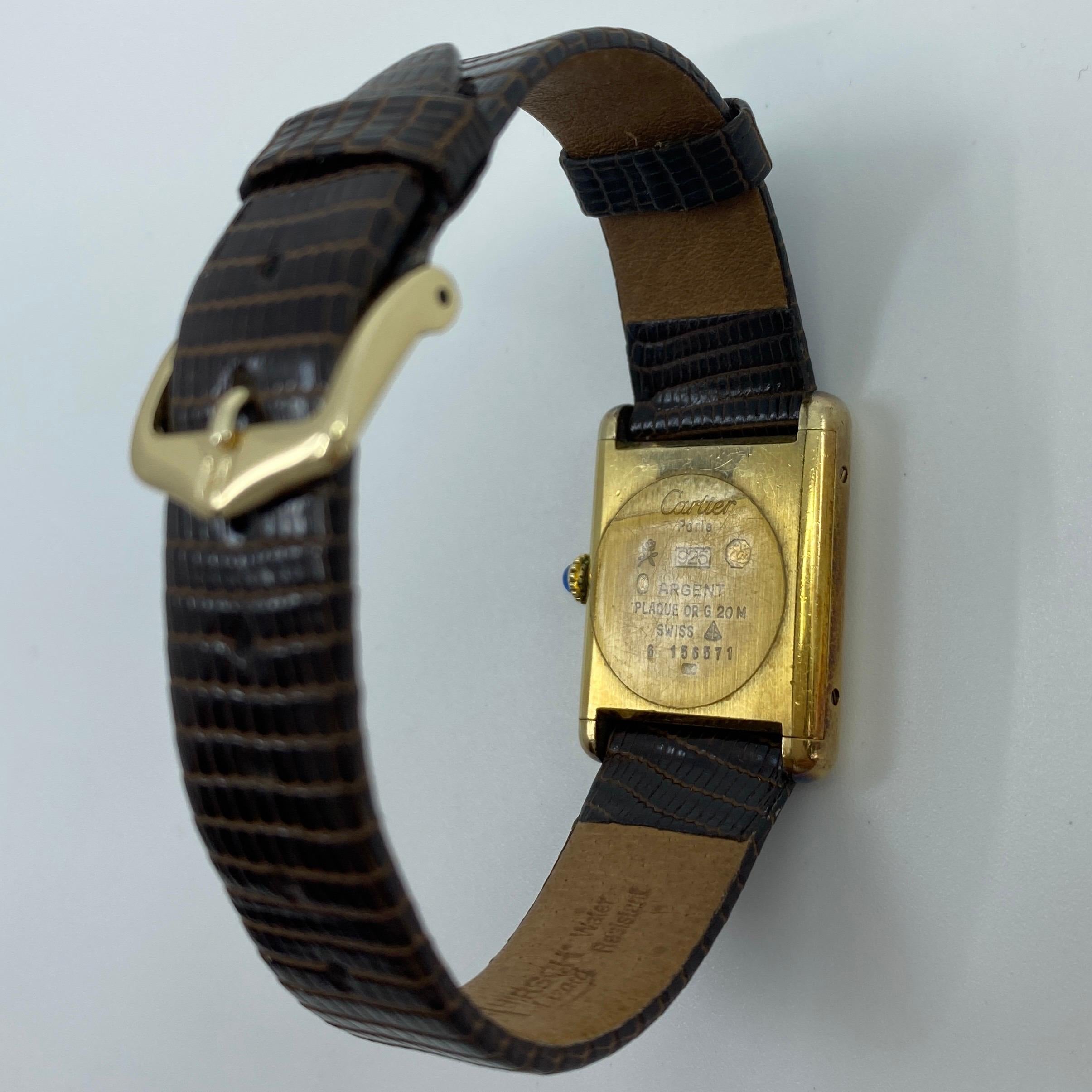 Vintage Cartier Must De Cartier Tank 18k Gold Plated Mechanical Swiss Watch 1