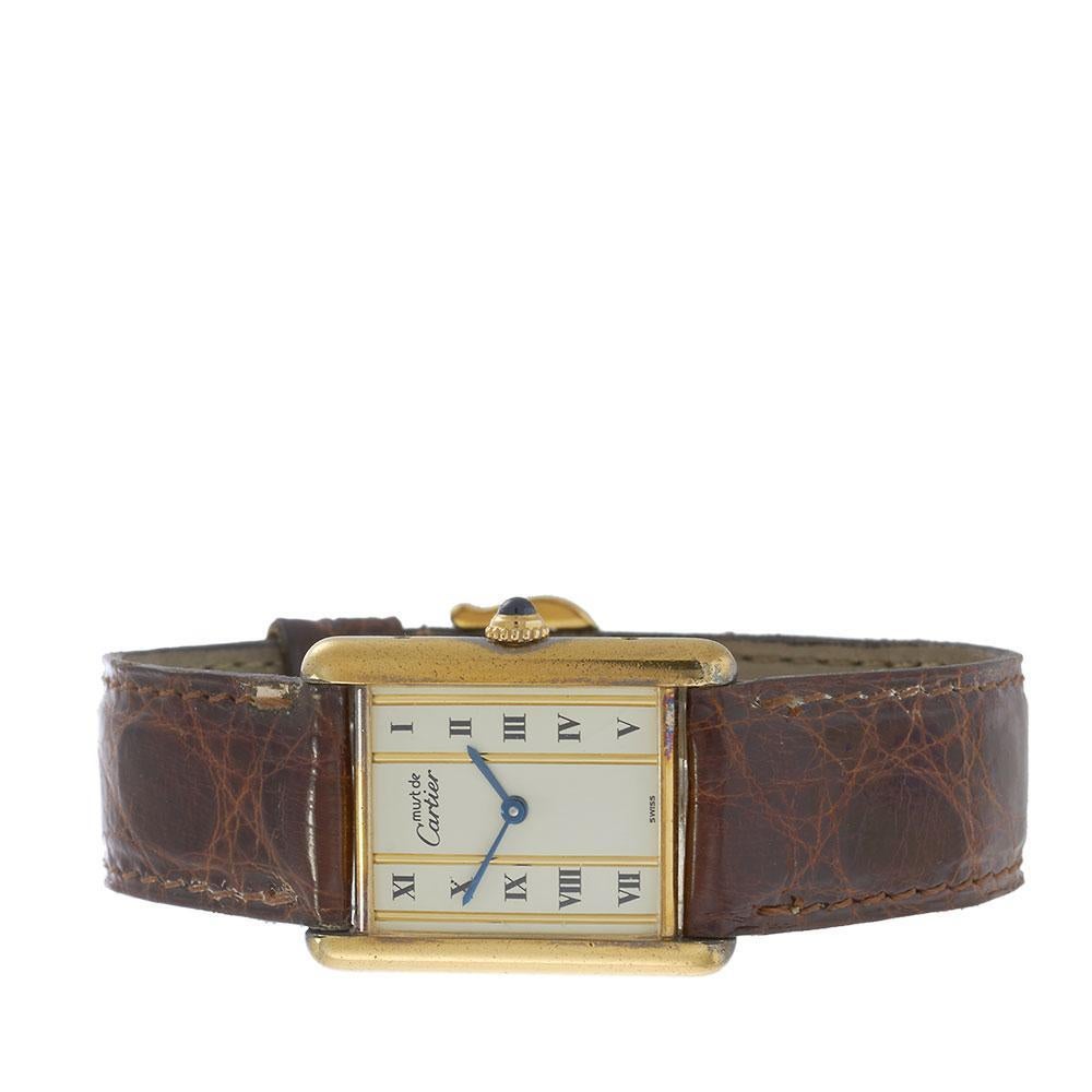 Vintage Cartier Must de Cartier Tank Esfera Vermeil-Beige en venta 1