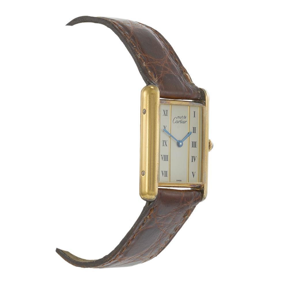 Vintage Cartier Must de Cartier Tank Esfera Vermeil-Beige en venta 2