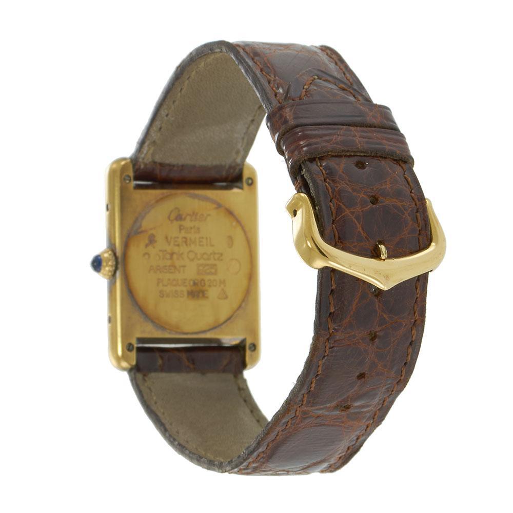 Vintage Cartier Must de Cartier Tank Esfera Vermeil-Beige en venta 3