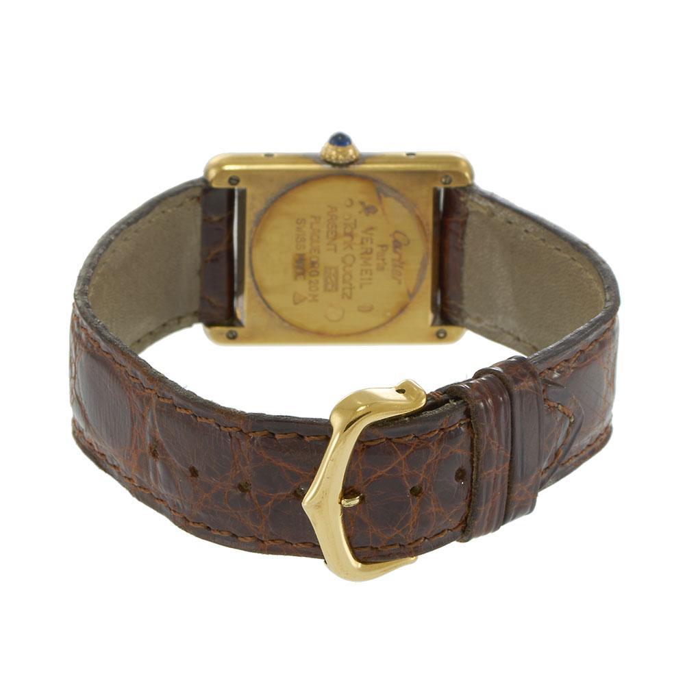 Vintage Cartier Must de Cartier Tank Esfera Vermeil-Beige en venta 4