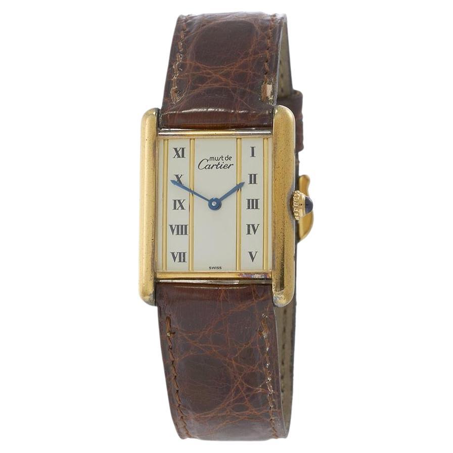 Vintage Cartier Must de Cartier Tank Esfera Vermeil-Beige