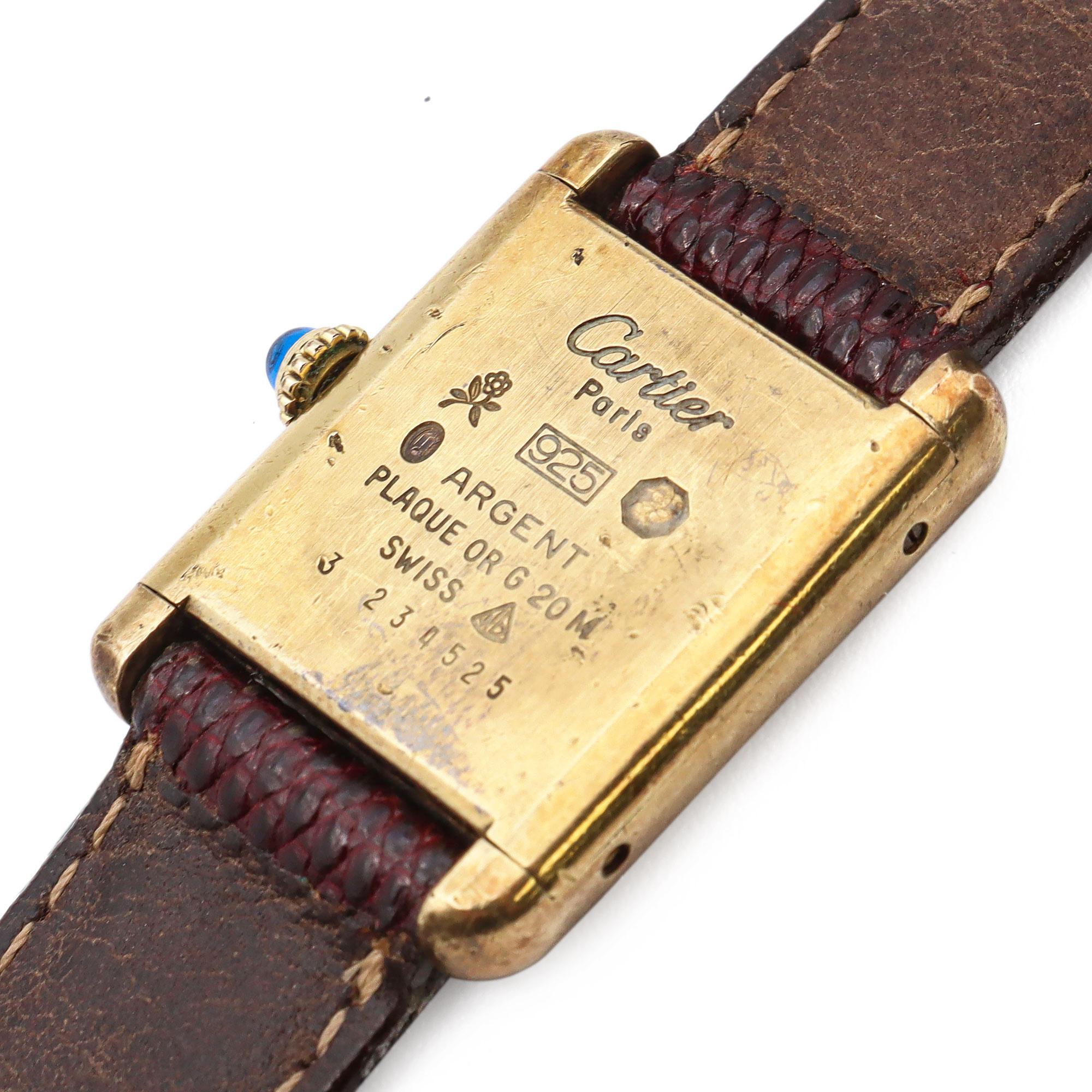 Cartier Must de Cartier Trinity Tank Vermeil Damenuhr mit Handaufzug, Vintage 1