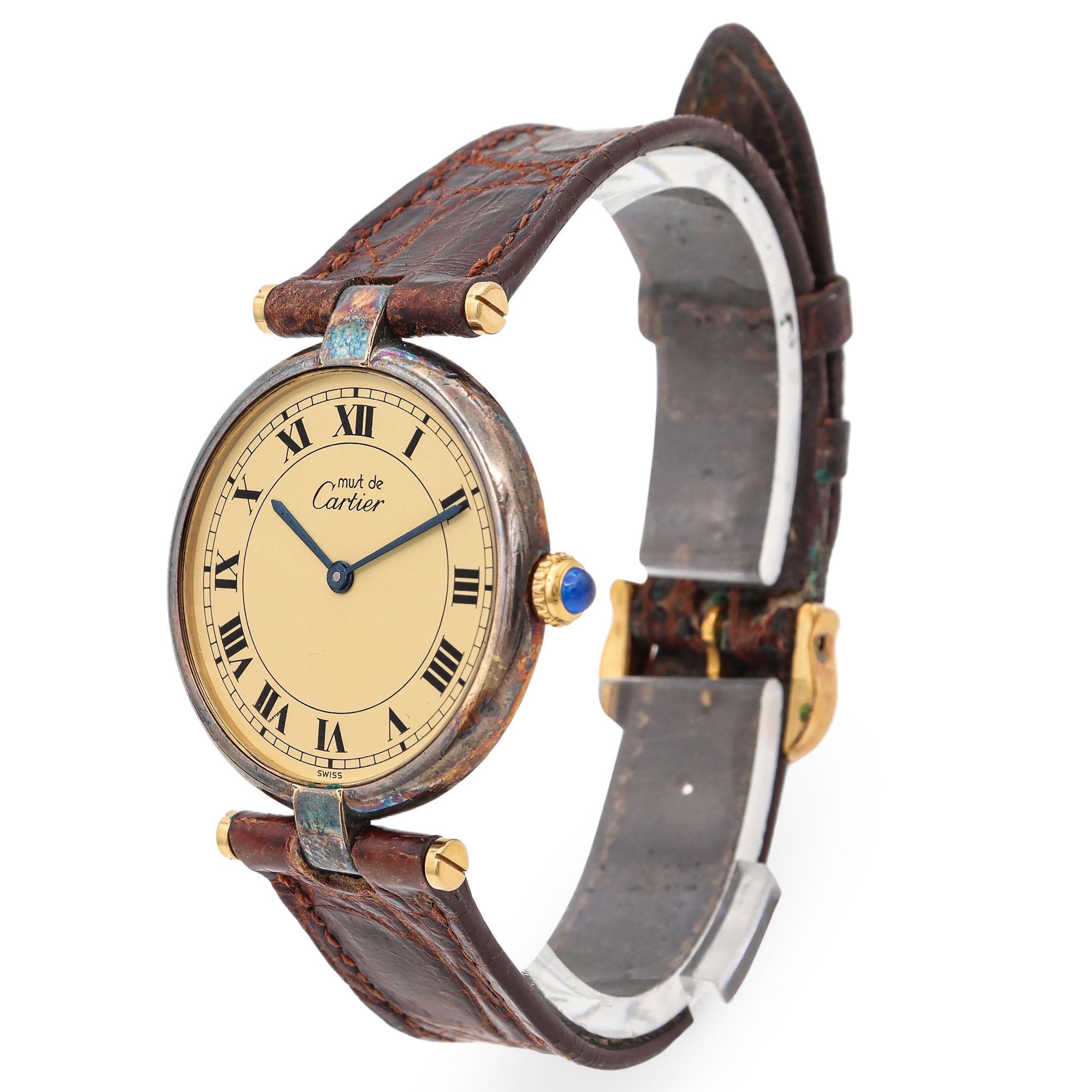 Vintage Cartier Must de Cartier Vendôm Vermeil Quarz Unisex Uhr (Rundschliff)