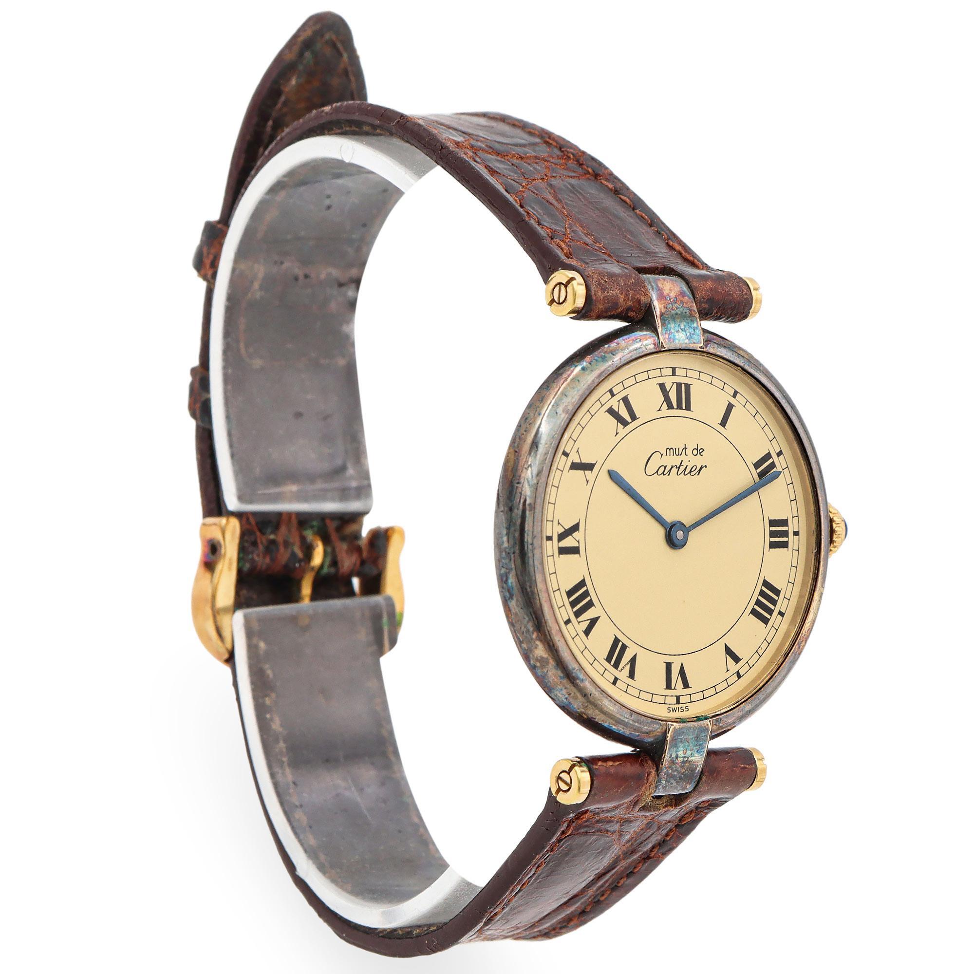 Vintage Cartier Must de Cartier Vendôm Vermeil Quarz Unisex Uhr im Zustand „Gut“ in New York, NY