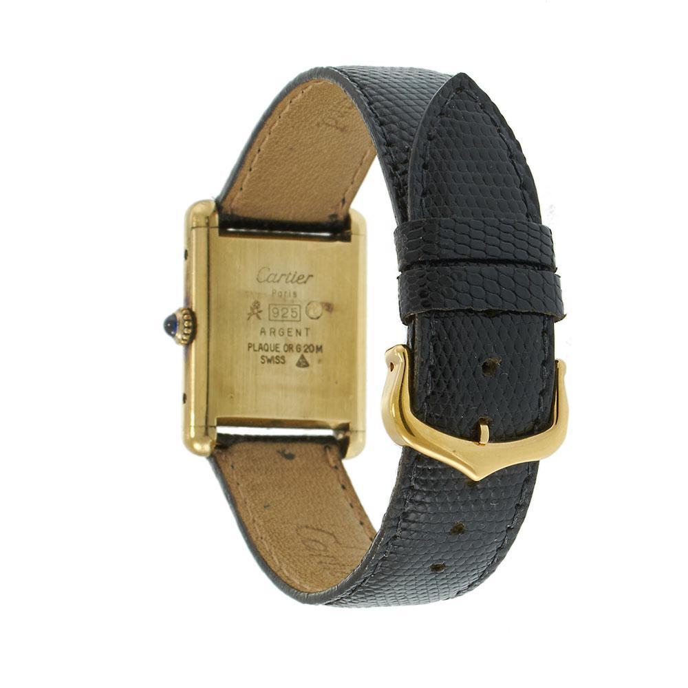 Vintage Must de Cartier Vermeil avec cadran laqué rouge - Mécanique en vente 3
