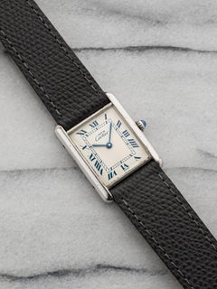 Vintage Cartier Must de Tank 690006 Sterling Silver White Roman Dial Quartz 23mm
