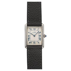 Vintage Cartier Must de Tank 690006 Sterling Silver White Roman Dial Quartz 23mm