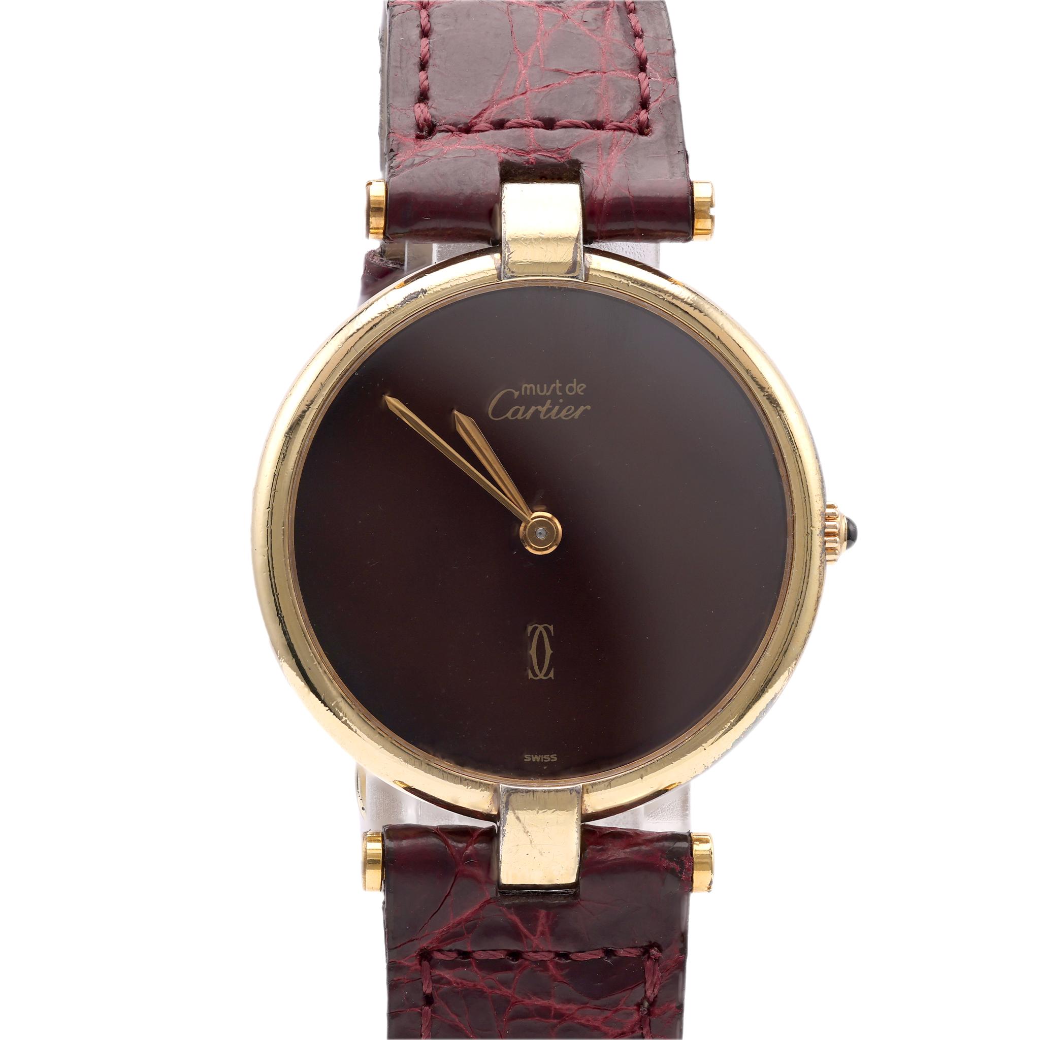 Cartier Must de Vendome Montre vintage en cuir Excellent état à Beverly Hills, CA