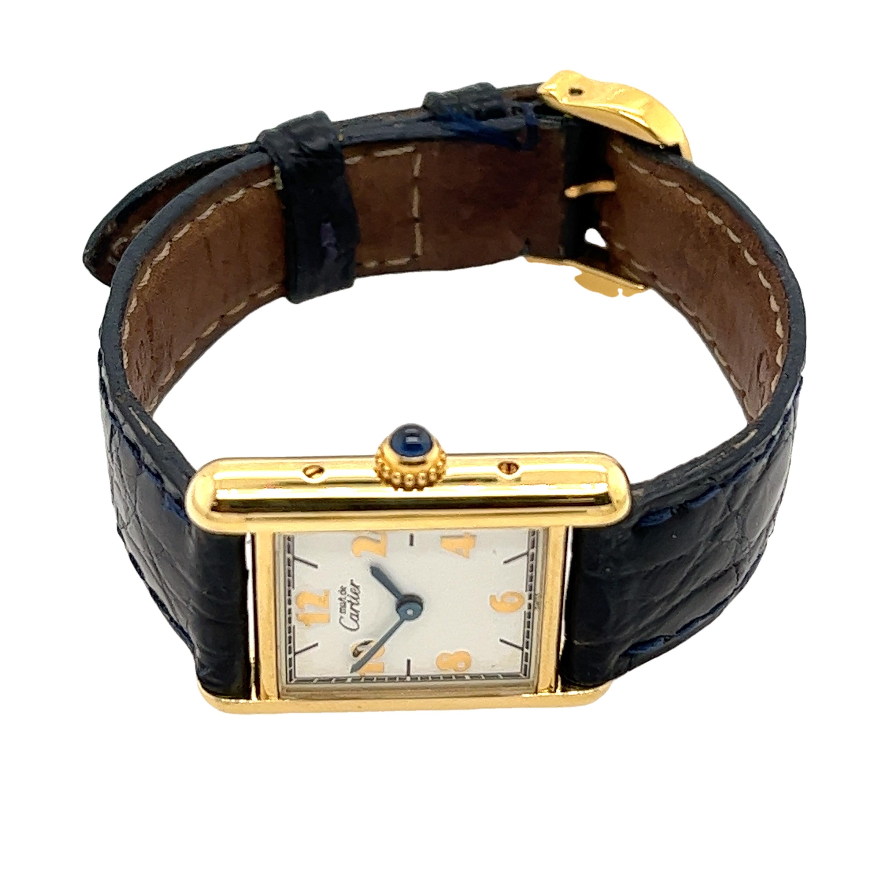 Donna Orologio da donna vintage Cartier Must Tank Vermeil e cassa d'oro