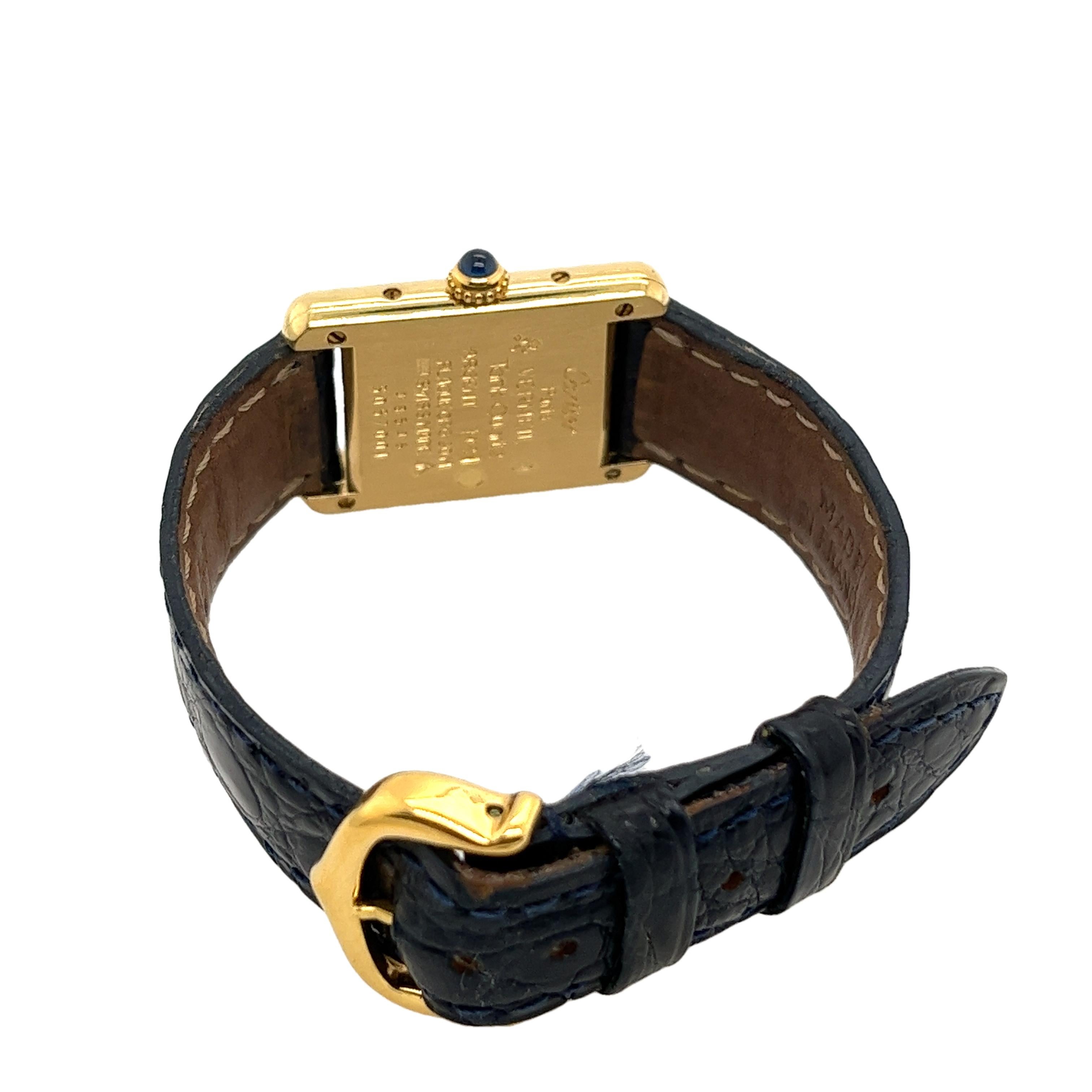 Orologio da donna vintage Cartier Must Tank Vermeil e cassa d'oro 1
