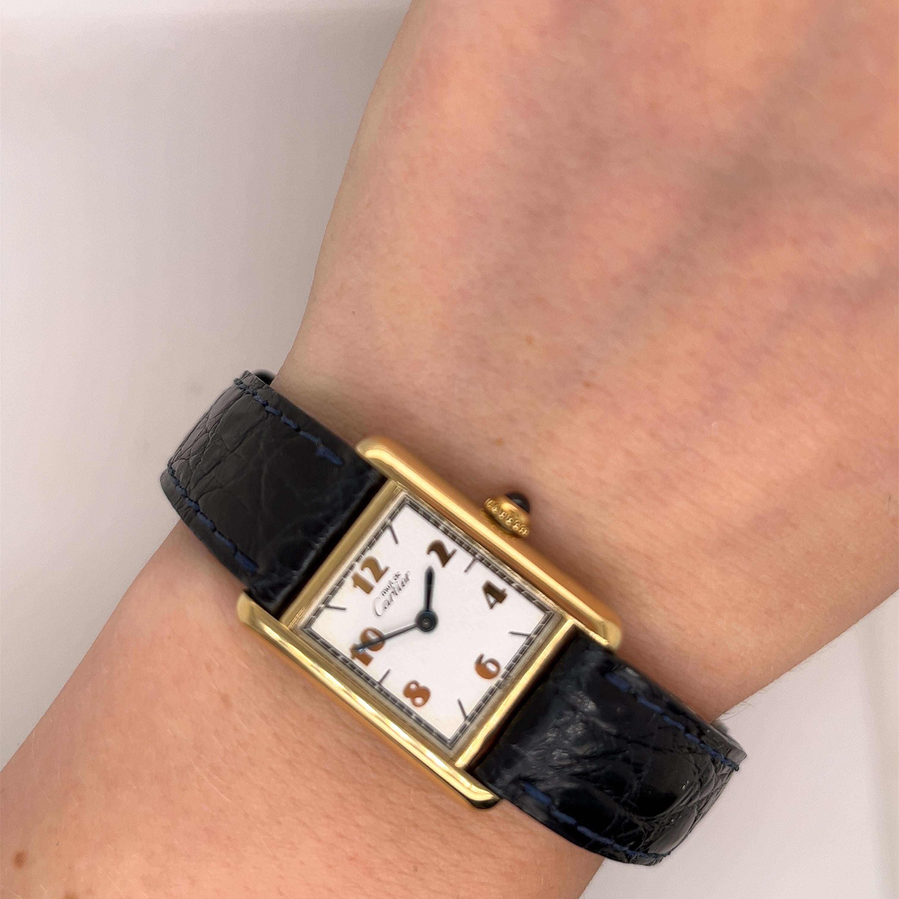 Orologio da donna vintage Cartier Must Tank Vermeil e cassa d'oro 3