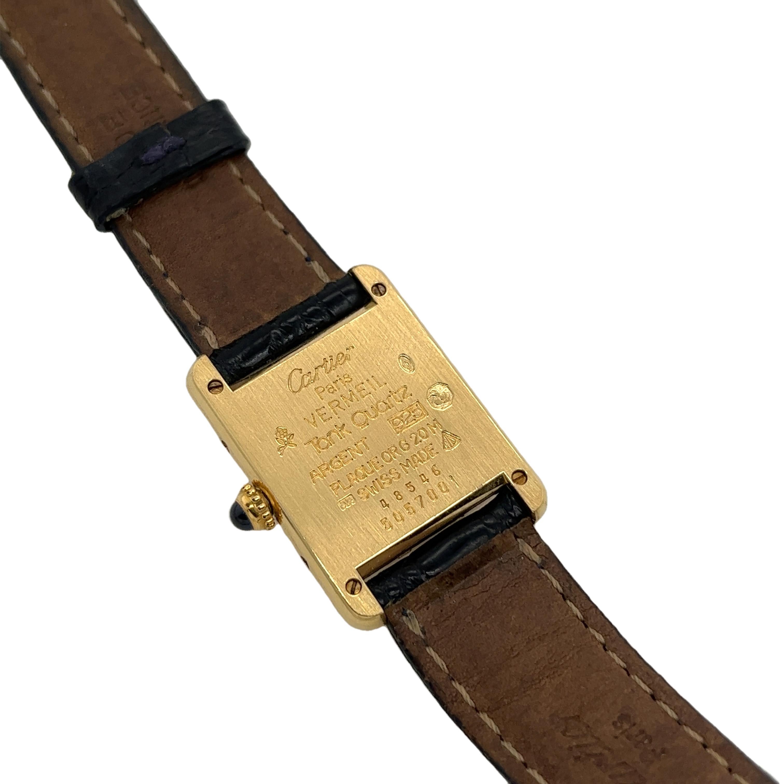 Orologio da donna vintage Cartier Must Tank Vermeil e cassa d'oro 4