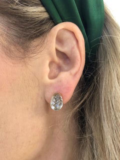 Vintage Cartier Myst Diamond & Quartz Rock Crystal Earrings 18k Yellow Gold