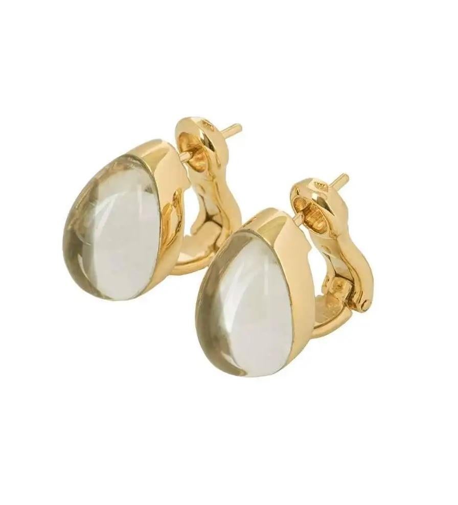 Vintage Cartier Myst Diamond & Quartz Rock Crystal Earrings 18k Yellow Gold In Good Condition In MIAMI, FL