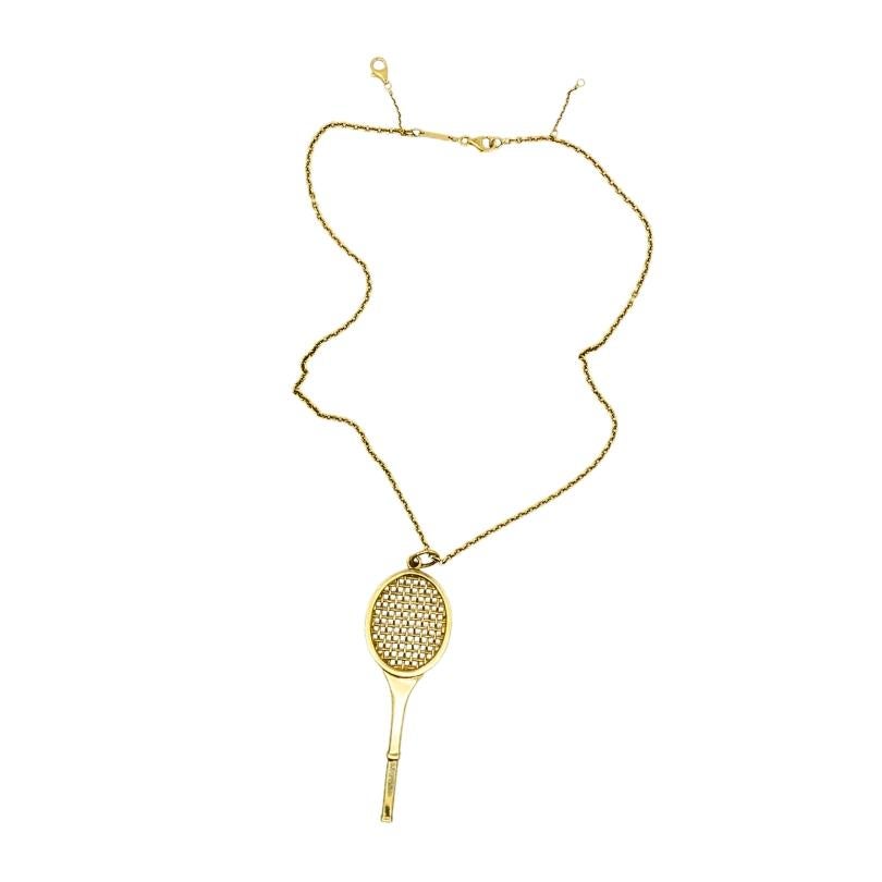 Vintage Cartier Necklace 14k Gold Tennis Racket Pendant In Good Condition In Beverly Hills, CA