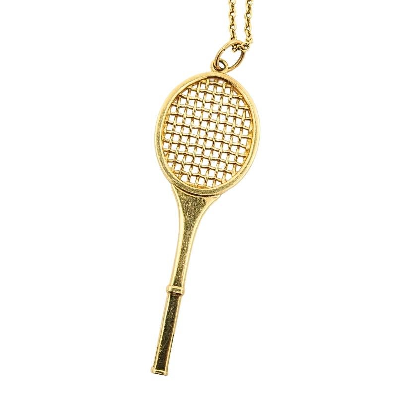 Women's or Men's Vintage Cartier Necklace 14k Gold Tennis Racket Pendant