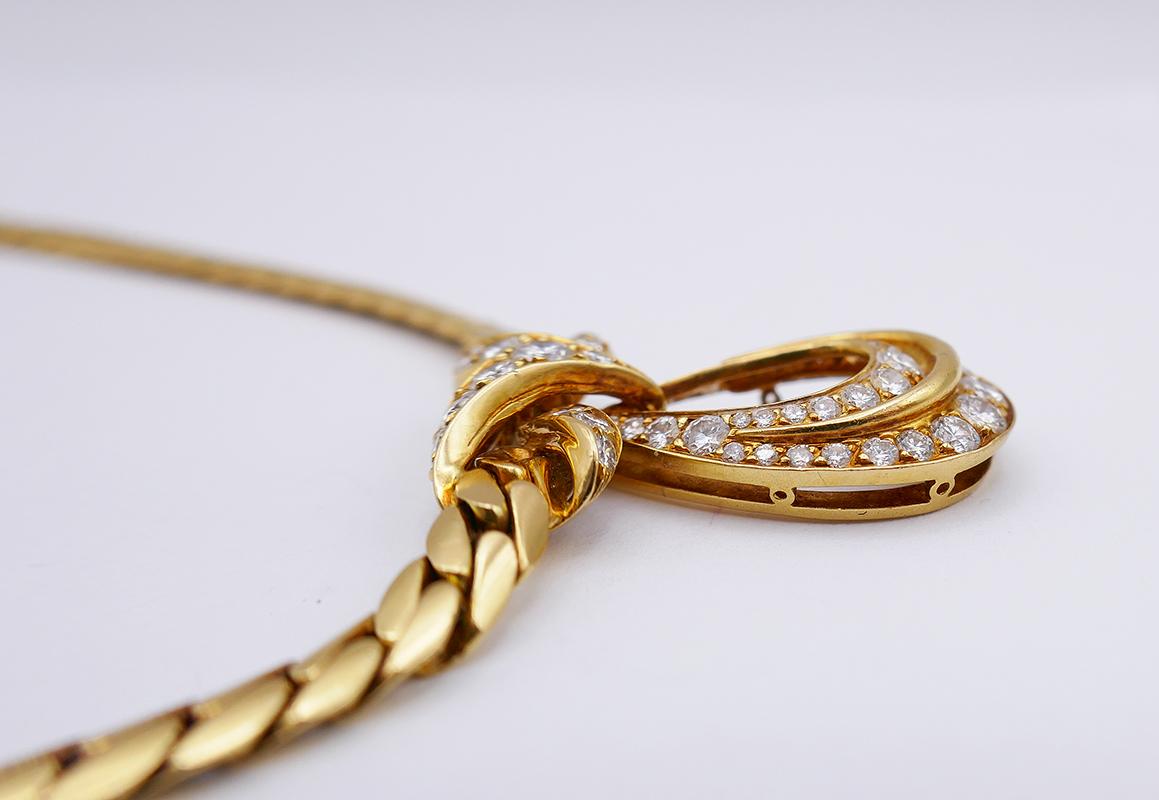 Vintage Cartier Necklace 18k Gold Diamond Pendant French Estate Jewelry 2