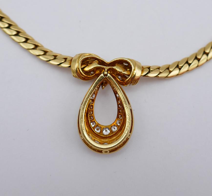 Vintage Cartier Necklace 18k Gold Diamond Pendant French Estate Jewelry 3