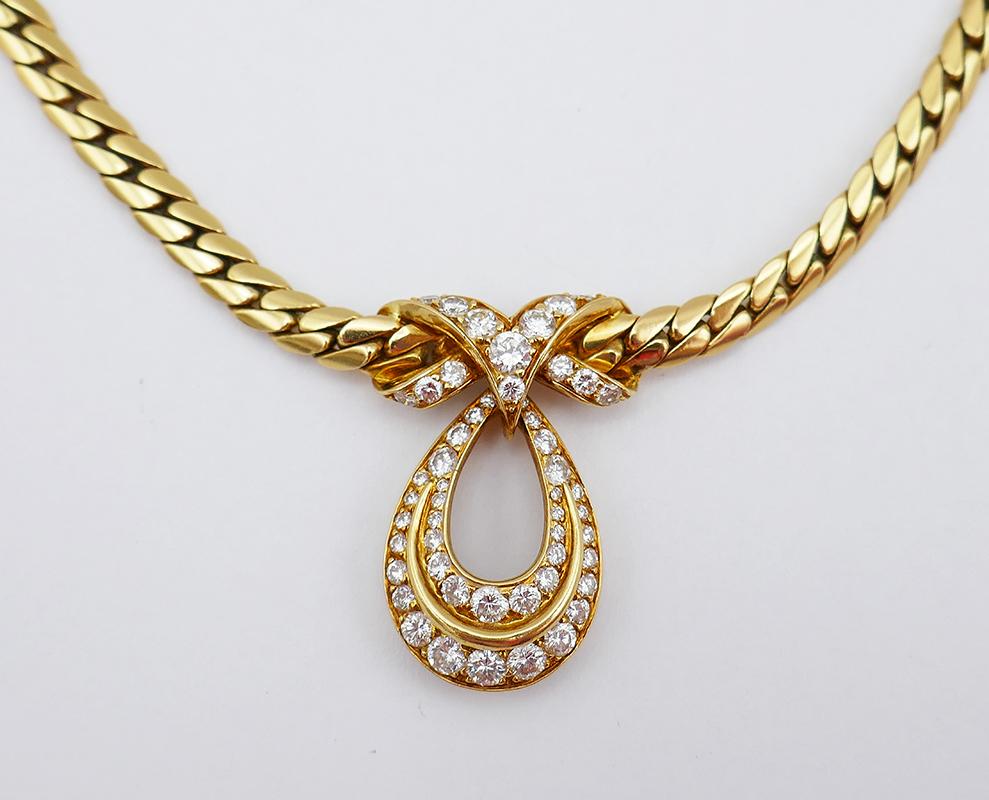 Vintage Cartier Necklace 18k Gold Diamond Pendant French Estate Jewelry 1