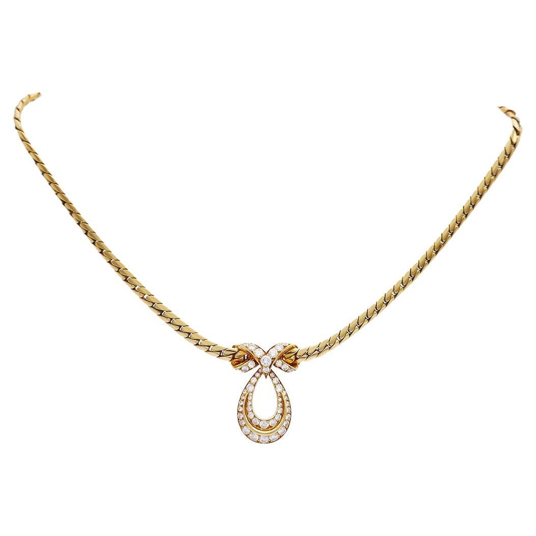 Vintage Cartier Necklace 18k Gold Diamond Pendant French Estate Jewelry