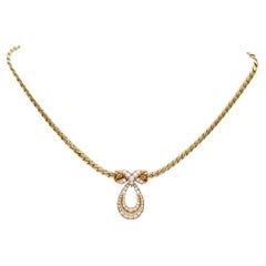 Retro Cartier Necklace 18k Gold Diamond Pendant French Estate Jewelry