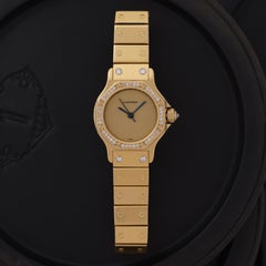 Vintage Cartier Octagon Model 0906 18 Karat Yellow Gold Factory Diamond Bezel