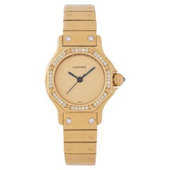 Vintage Cartier Octagon Model 0906 18 Karat Yellow Gold Factory Diamond Bezel