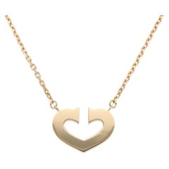 Vintage Cartier Open Double C Heart Pendant Necklace