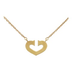 Vintage Cartier Open Double C Heart Pendant Necklace in 18k Yellow Gold