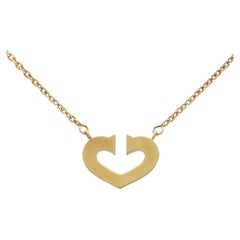 Vintage Cartier Open Double C Heart Pendant Necklace in 18k Yellow Gold
