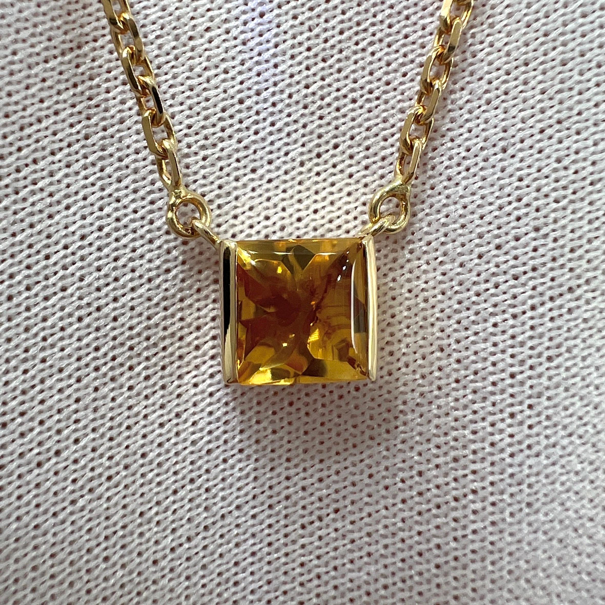 Vintage Cartier Orange Citrine Cushion Cut 18k Yellow Gold Tank Pendant Necklace 5