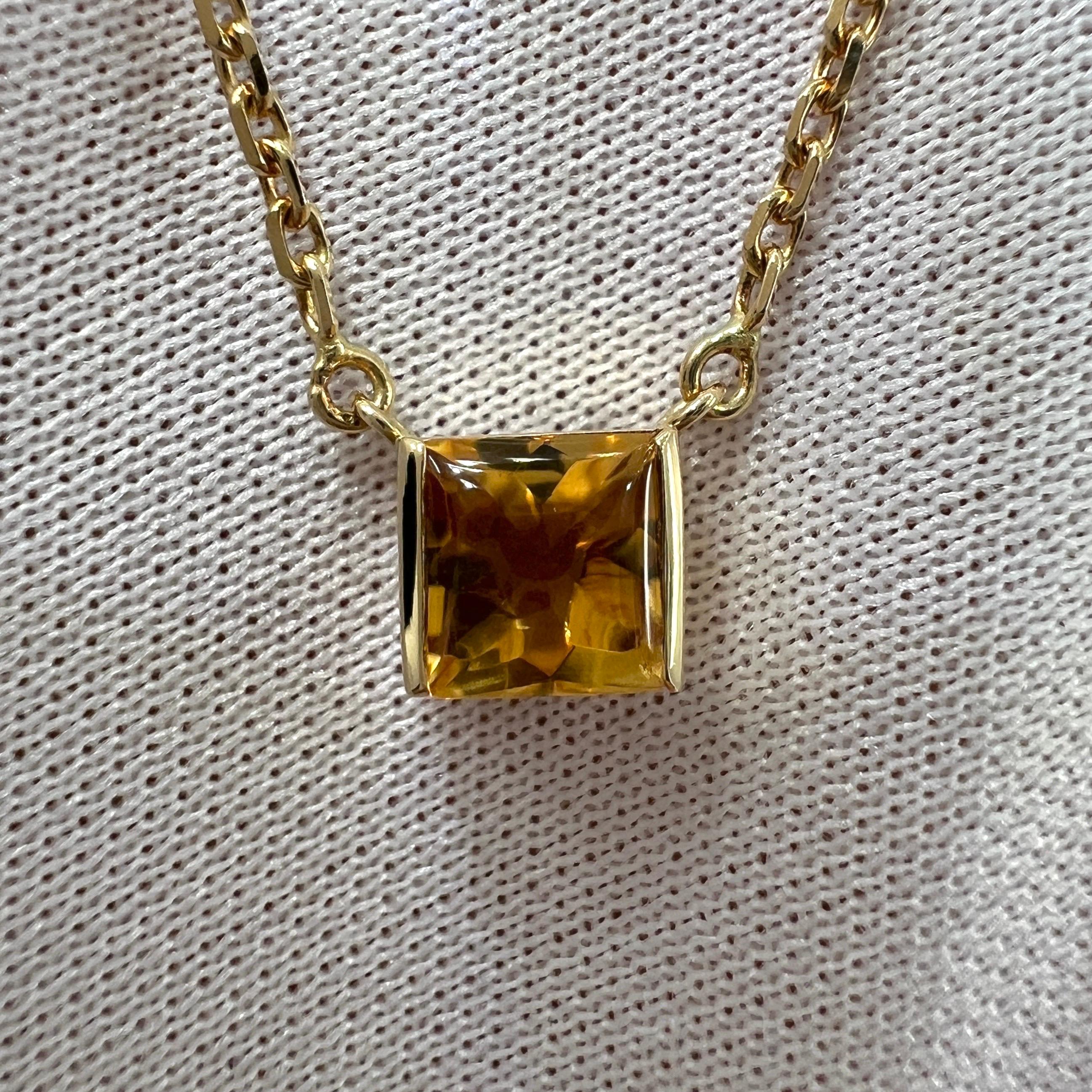 Vintage Cartier Orange Citrine 18 Karat Yellow Gold Pendant Necklace.

Stunning white gold pendant set with a 5.8mm tension set fine orange citrine. 
Fine jewellery houses like Cartier only use the finest of gemstones and this citrine is no
