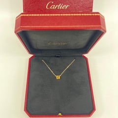 Vintage Cartier Orange Citrine Cushion Cut 18k Yellow Gold Tank Pendant Necklace