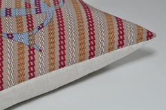 Vintage Cartier Orange Red Blue Silk Scarf with Irish Linen Cushion Pillow