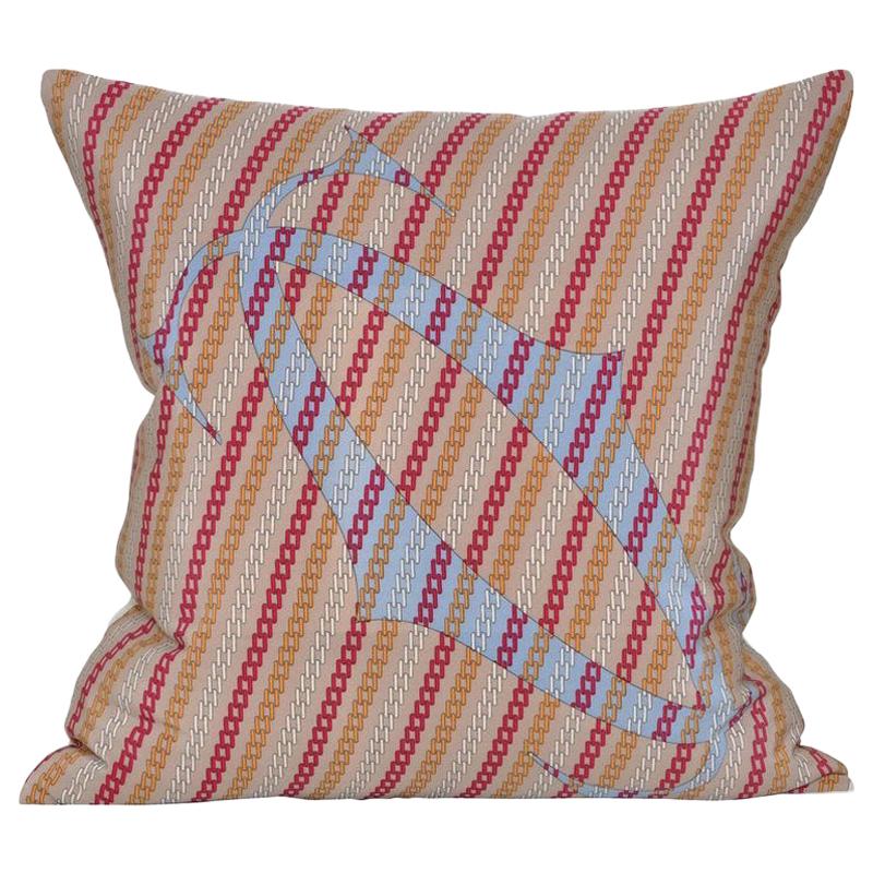 Vintage Hermès Eiffel Tower Paris Silk Scarf and Irish Linen Cushion Pillow For Sale at 1stDibs