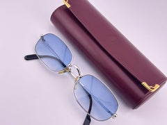 Vintage Cartier Orfy 54MM Platine Plated Blue Gradient France 1990 Sunglasses