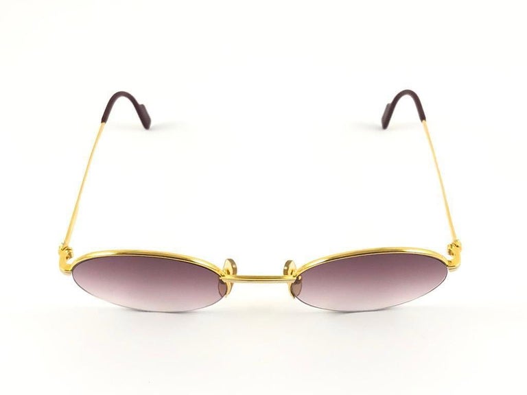Vintage Cartier Oval Sunglasses 18k gold plated. NEW VINTAGE CARTIER ST HONORE 51MM OVAL GOLD PLATED  main image 3