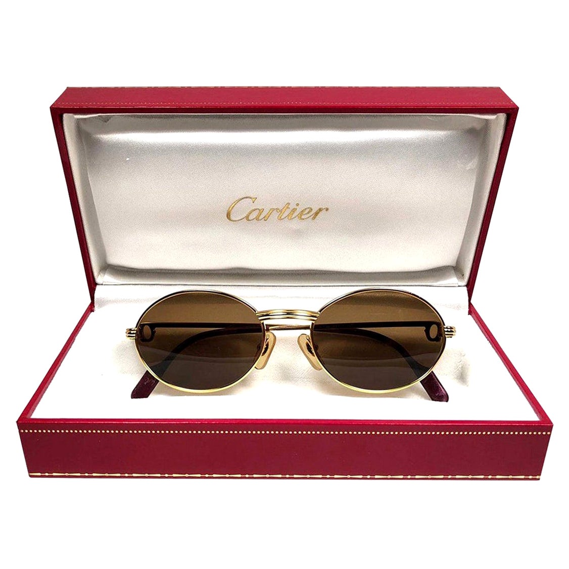 Vintage Cartier Oval St Honore Gold 49mm 18k vergoldete Sonnenbrille Frankreich im Angebot