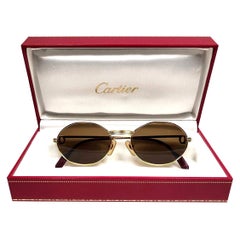 Used Cartier Oval St Honore Gold 49mm 18k Plated Sunglasses France