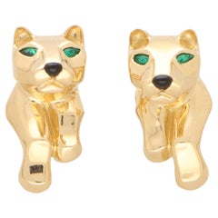 Retro Cartier Panther Earrings Set in 18k Yellow Gold