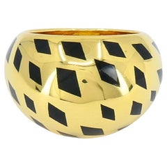 Vintage Cartier Panthere 18k Gold Enamel Bombe Dome Ring
