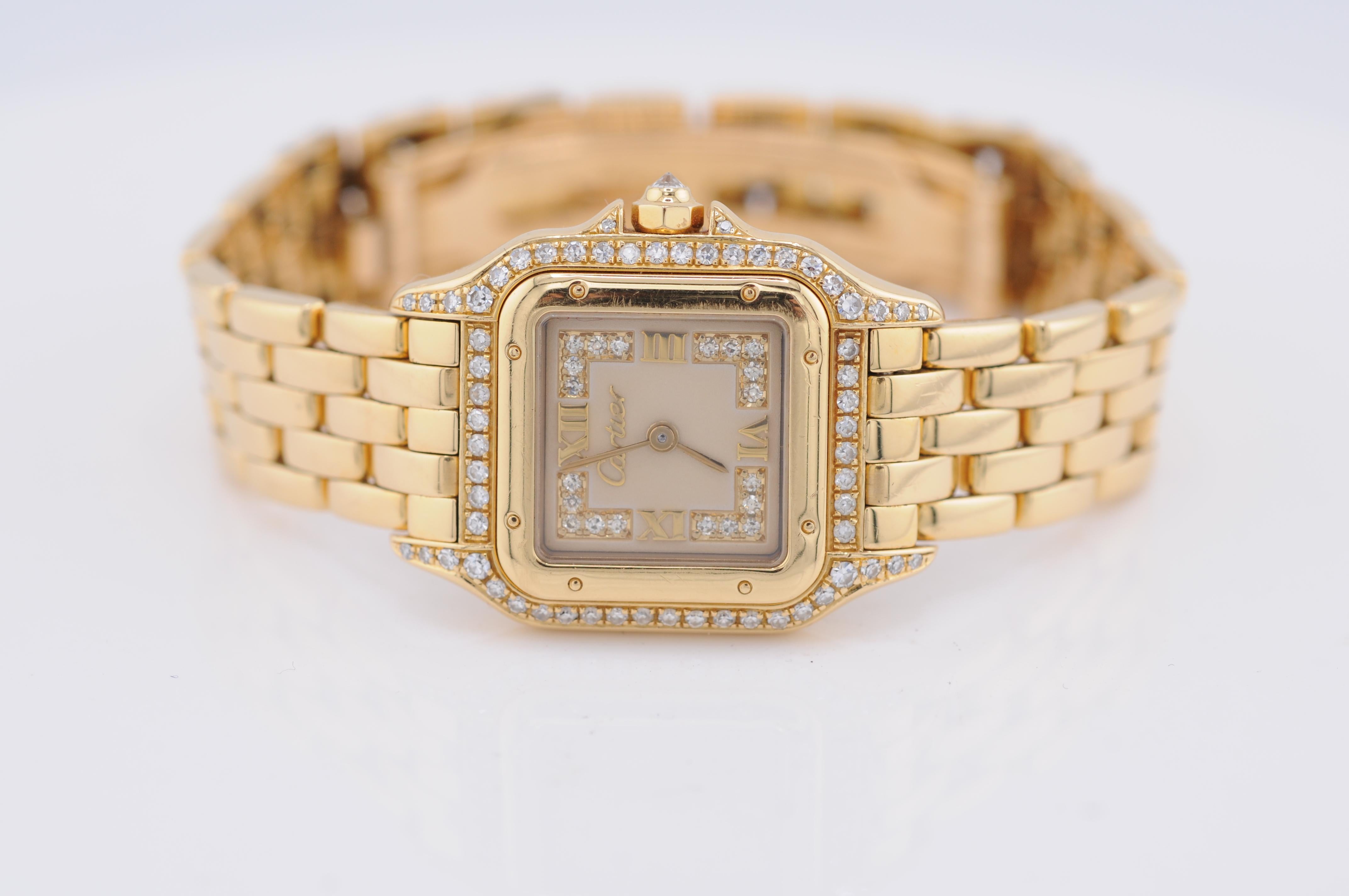 Vintage Cartier Panthère 22mm Oro Amarillo  Diamantes en venta 4
